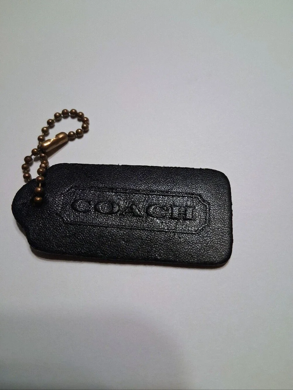 Vintage Coach Black Leather Replacement Hangtag Key fob Charm For Handbag Purse